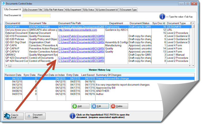 CopyDocumentIndex2Excel