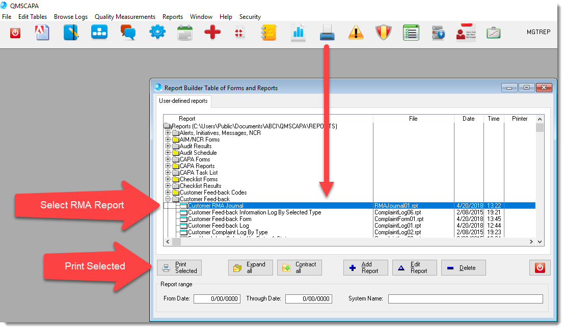 QMSCAPA RMA Report