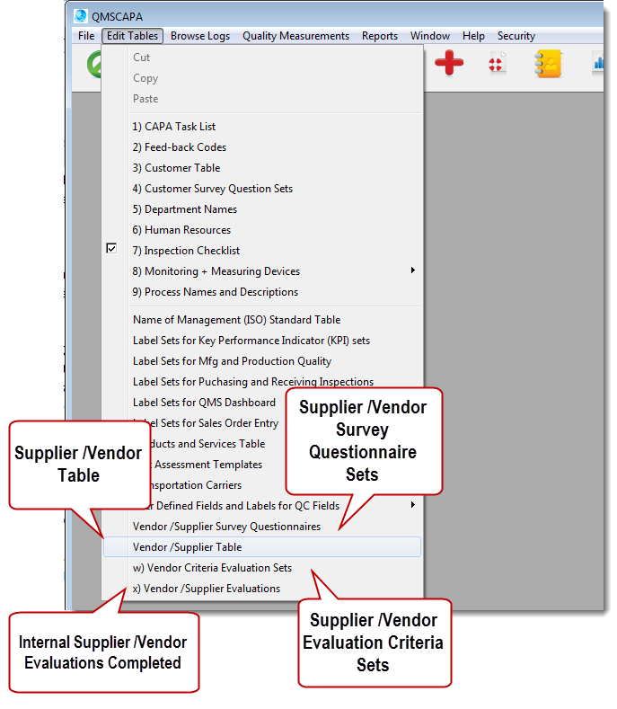 menu vendor table