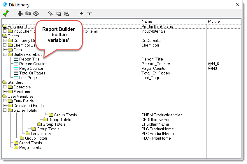 ReportBuilderBuiltinVariables