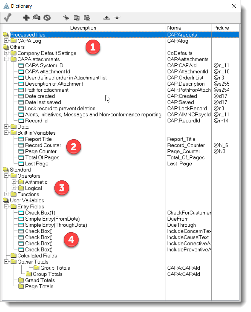 ReportDictionaryTree